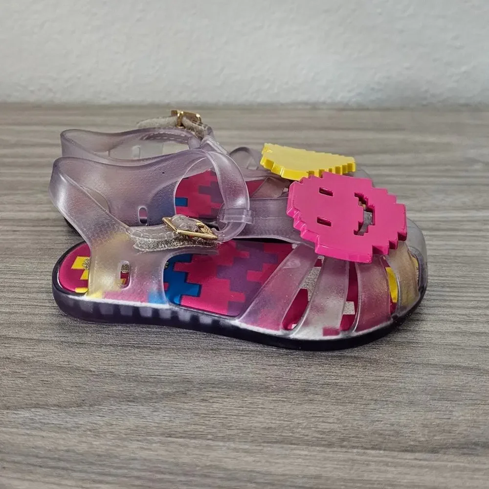 Mini Melissa Emoji Sandals Clear Jelly Yellow Pink Toddler Little Kids USA 7